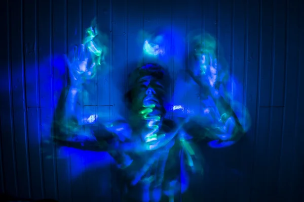 Creative Light Painting with Topless Model — Stock Photo, Image