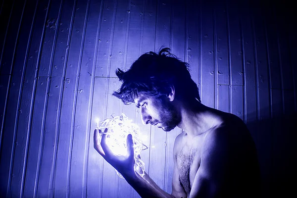 Attractive Model holding Led-Lights — Stock Photo, Image