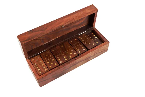 多米诺骨牌木制包装盒 — 图库照片