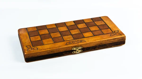 Scatola di legno con scacchi — Foto Stock