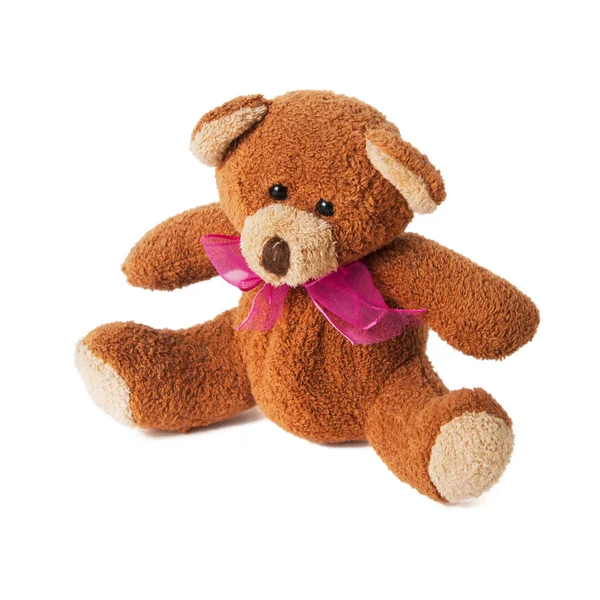 Teddybeer met rode strik — Stockfoto