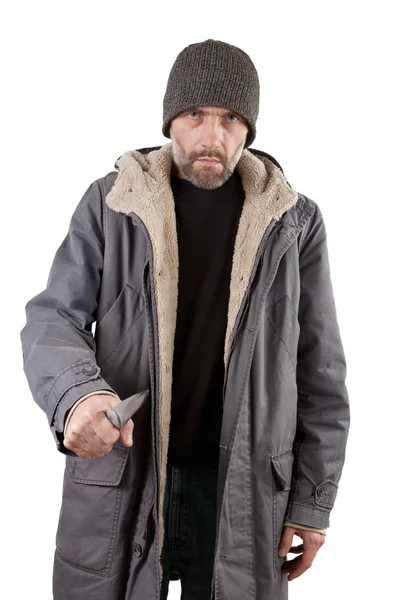 Adult man holding knife Stock Picture