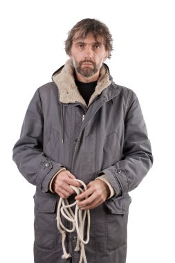 Adult man holding rope clipart