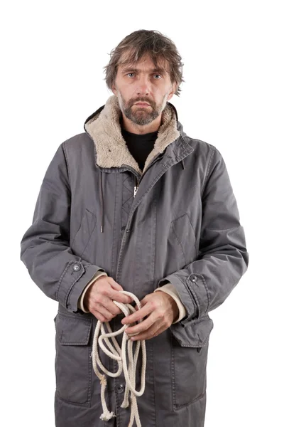 Adult man holding rope — Stock Photo, Image