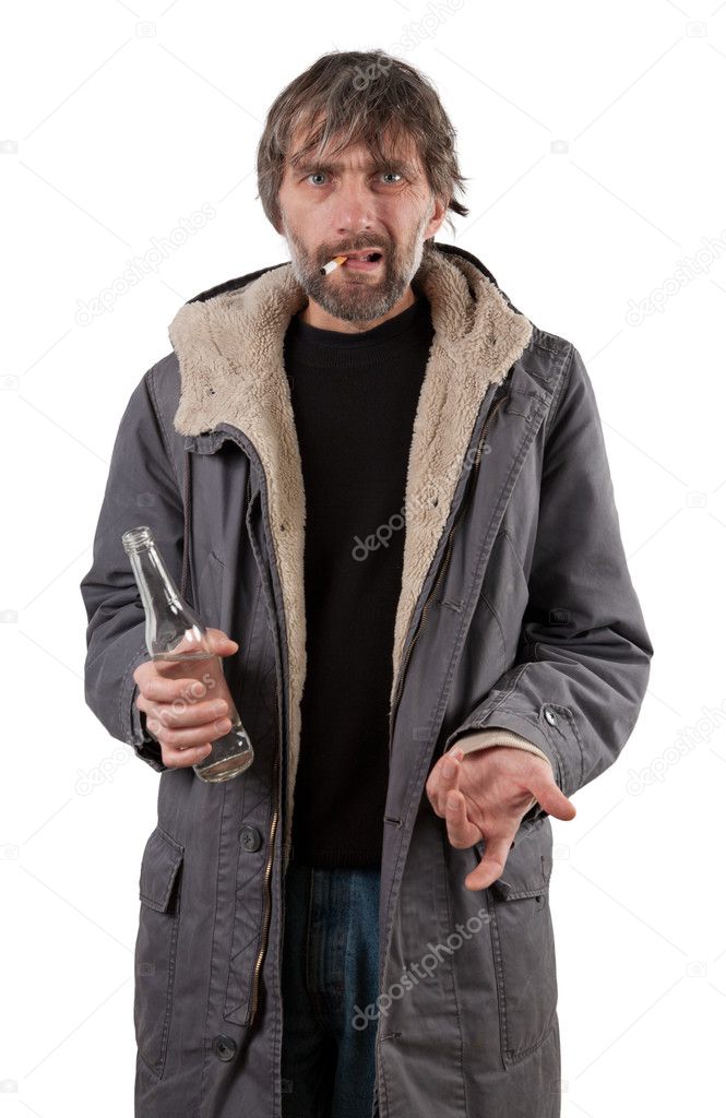Adult man holding bottle