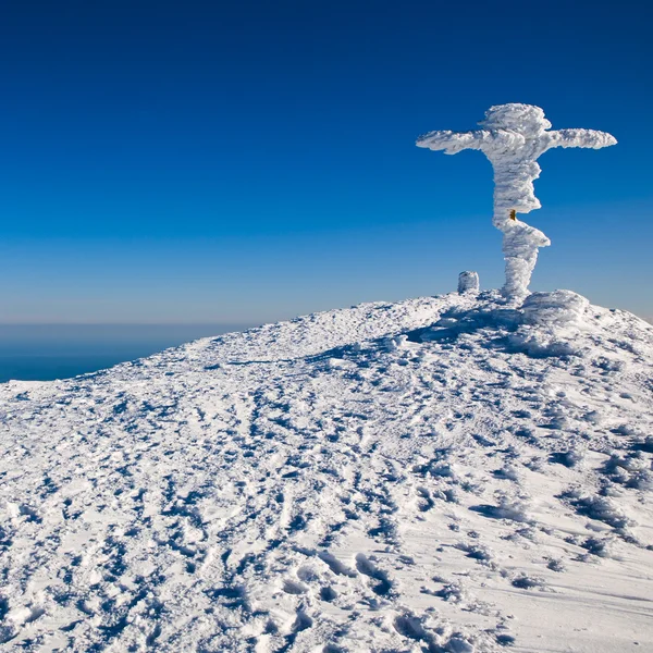 겨울 산의 정상 로열티 프리 스톡 사진