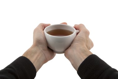 çay tutan adamın elleri