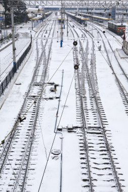 Demiryolu hatları kışın arka planı