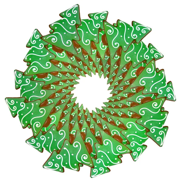 Circulaire Caleidoscoop Kerst Peperkoek Mandala — Stockfoto