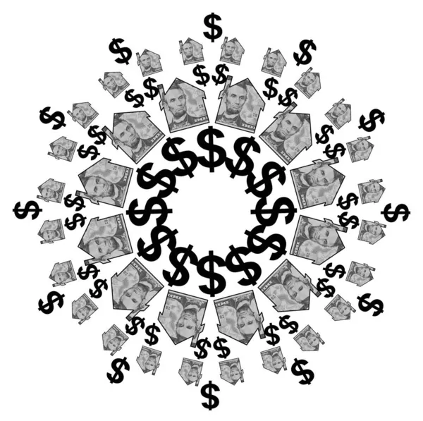 Mandala Van Dollars Een Witte Achtergrond — Stockfoto