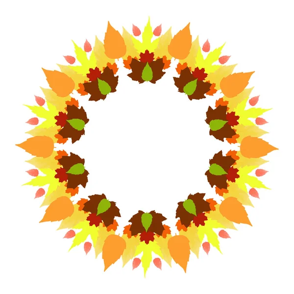 Mandala created from brushes based on the contour of the photo of autumn leaves. Autumn leaves mandala.