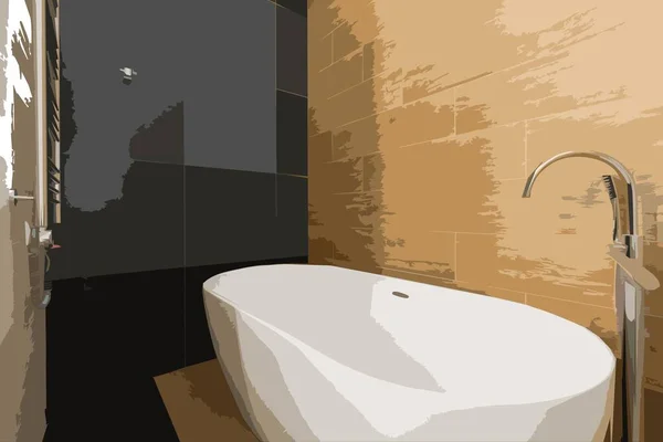 Modern Bathroom Faucet New Apartment — Stock Vector
