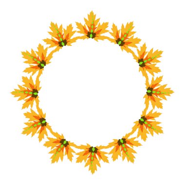 Çember deseni, sonbahar yapraklarının dış hatlarına dayalı fırçalardan yaratıldı..