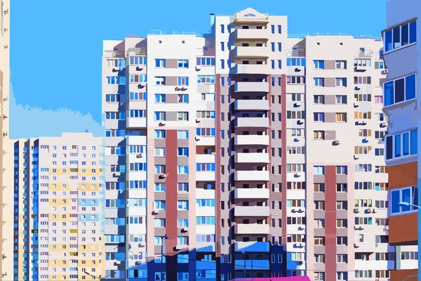 Edificios Residenciales Gran Altura Kiev — Vector de stock