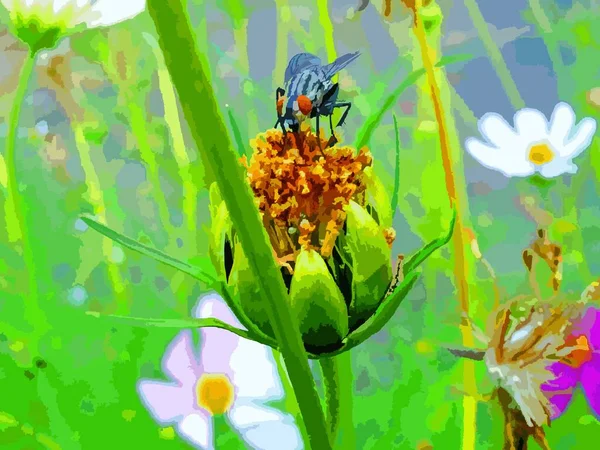 虫が花のように座っています — ストックベクタ