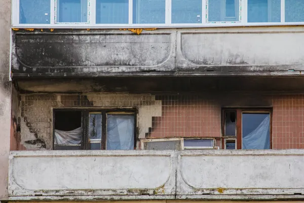 Edificio Varios Pisos Después Incendio — Foto de Stock