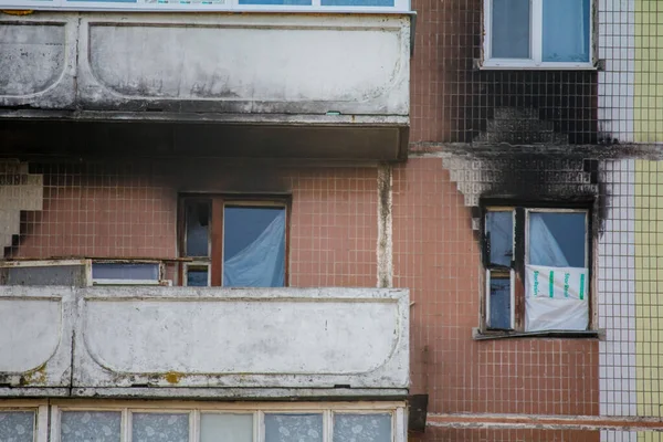 Edificio Varios Pisos Después Incendio — Foto de Stock