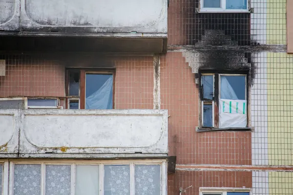 Edificio Varios Pisos Después Incendio — Foto de Stock