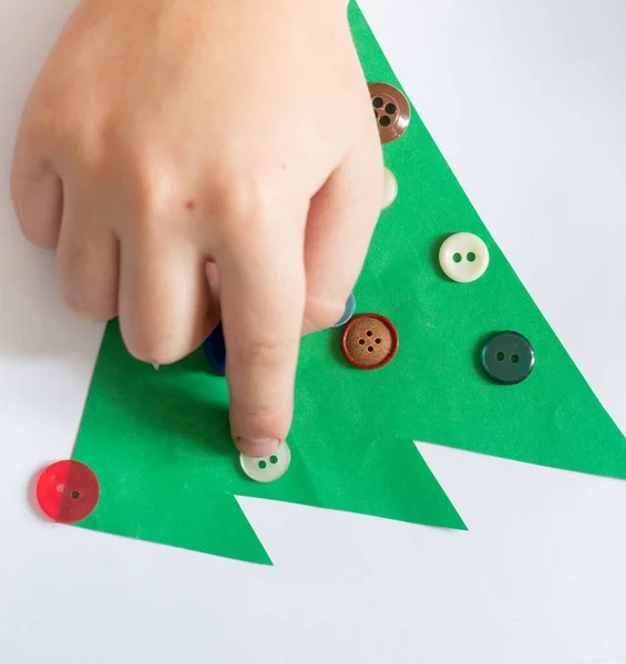 Child Develops Hand Motility Small Buttons — Stock Photo, Image