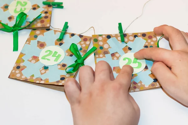 Child Diy Christmas Advent Calendar — Stock Photo, Image