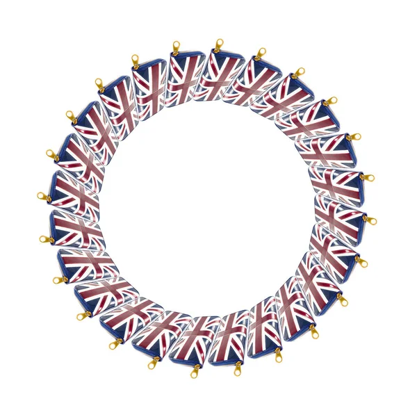 Portfele Brytyjskiej Flagi Okręgu Ramy Okrągłe Finansowanie — Zdjęcie stockowe