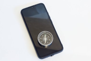 Compass on top of the phone.