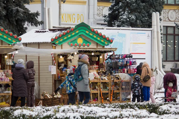 基辅的圣诞市场在展览中心 — 图库照片