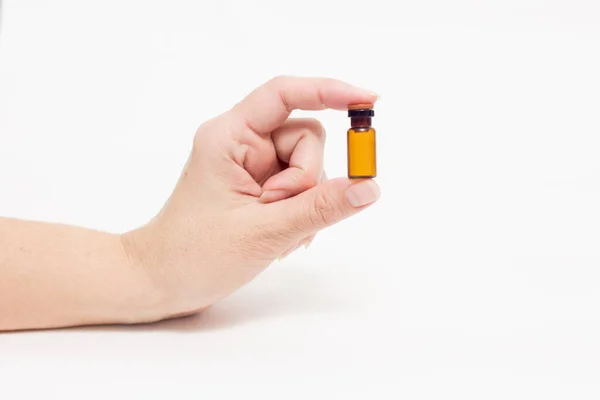 Small Medicine Bottle Hand Homeopathy — Stock Photo, Image