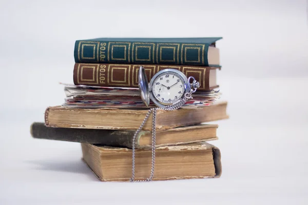 Oude Familiearchief Boeken Brieven Foto Horloges — Stockfoto