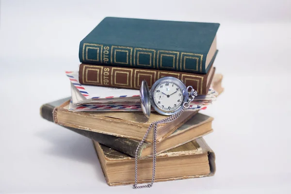 Oude Familiearchief Boeken Brieven Foto Horloges — Stockfoto