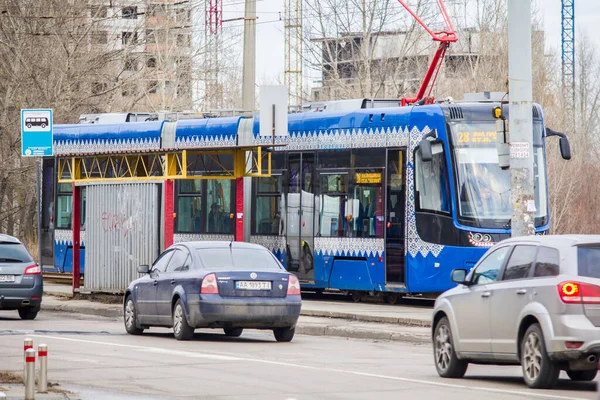 Trams Circulent Long Route Kiev — Photo