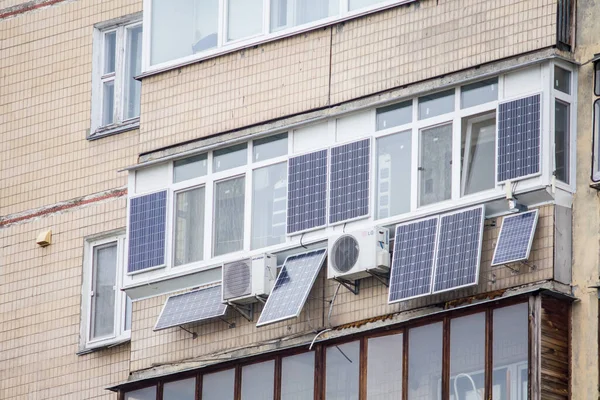 Сонячні Панелі Балконі Будинку Києві — стокове фото