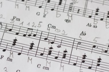 Notalar nota kağıdına. çocuk öğrenme müziği