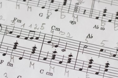 Notalar nota kağıdına. çocuk öğrenme müziği