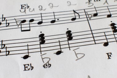 Notalar nota kağıdına. çocuk öğrenme müziği