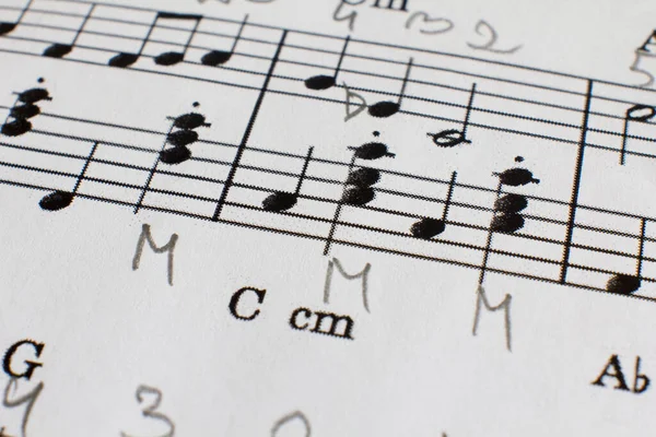 Notalar nota kağıdına. çocuk öğrenme müziği