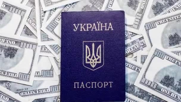 Passeport Sur Billets Départ Des Citoyens Ukrainiens Vers Europe — Video