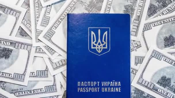 銀行券のパスポート ウクライナ市民のヨーロッパへの出発 — ストック動画