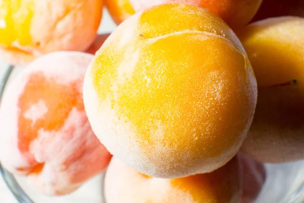 Frozen Apricots Bowl Close — Stock fotografie