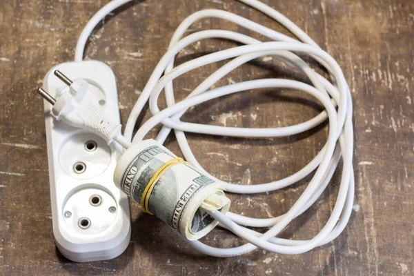 Money Bills Power Cable — Φωτογραφία Αρχείου