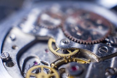 Mechanical watch mechanism close up