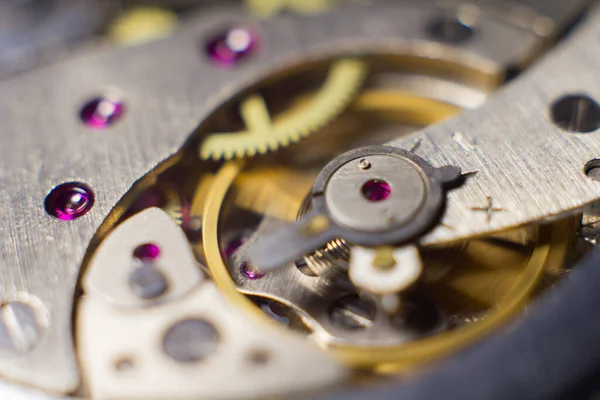 Mechanical watch mechanism close up