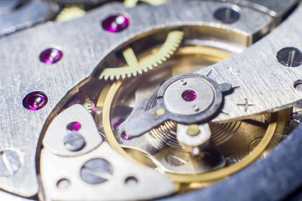 Mechanical watch mechanism close up