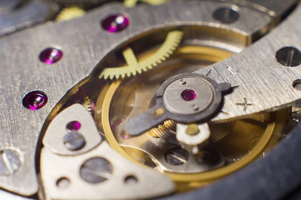 Mechanical watch mechanism close up