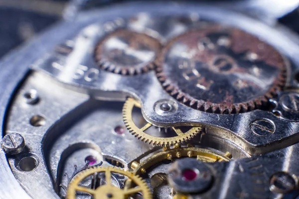 Mechanical watch mechanism close up