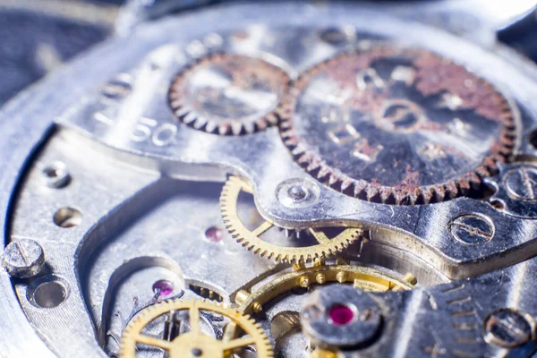 Mechanical watch mechanism close up