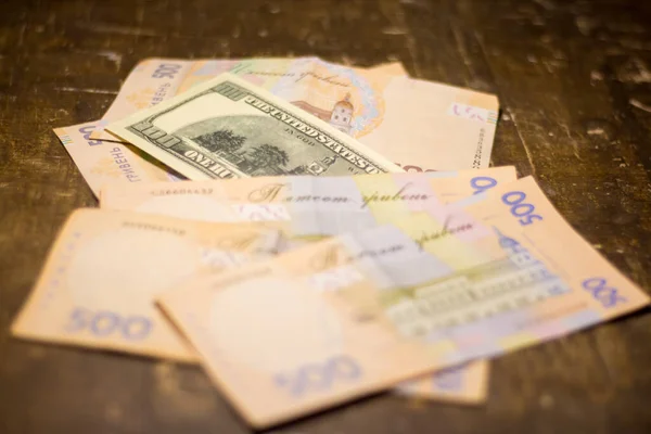 100 Dollar Bill 500 Hryvnia Bills Inflation Ukraine Due War — Stockfoto