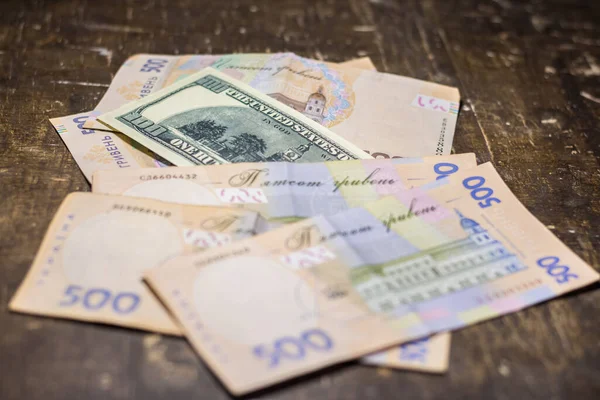 100 Dollar Bill 500 Hryvnia Bills Inflation Ukraine Due War — Stock Fotó