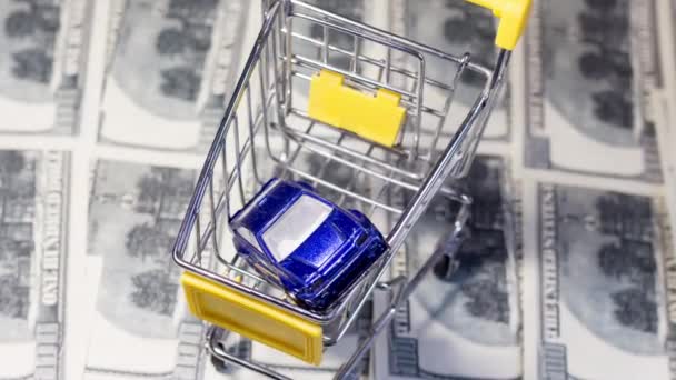 Children Toy Car Basket Market Banknotes Increase Prices Ukraine Due — Vídeo de stock