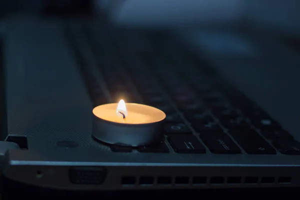 Andle Sulla Tastiera Del Computer Portatile Blackout Causa Della Guerra — Foto Stock